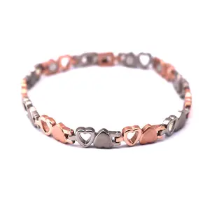 Pulsera magnética de titanio para mujer, brazalete de energía con forma de corazón