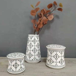 Antiguo regalo de artesanía mate vacía <span class=keywords><strong>casa</strong></span> única, decoración de lujo de vela de cerámica contenedores con tapas - Product Image 5