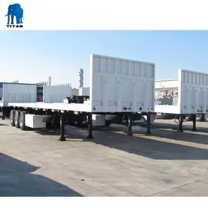 TITAN Tri Axle 50 Tons 40ft Flat Bed Container Utility Semi Trailer With Front Wall