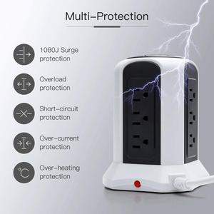 <span class=keywords><strong>Multiprise</strong></span> avec USB, <span class=keywords><strong>Cube</strong></span> vertical de prises de courant de bureau avec 9 prises et 4 USB, adapté à l'Allemagne, aux Pays-Bas, au Danemark - Product Image 4