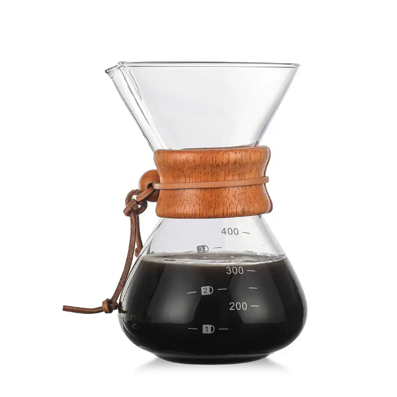 Hot new products 2019 400ml borosilicate hand coffee maker carafe tea coffee pot set pour over glass tea pots filter