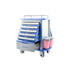 MK-P11 Hospital Medical Drug Trolley Medicine Trolley With 5 Drawers On Both Sides Of Medical Drug Cart