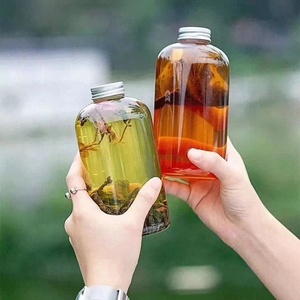 300ml 400cc <span class=keywords><strong>500</strong></span> Ml/1000Ml Bouteille de jus transparente Tasse à thé au lait Bouteille de jus en plastique Logo personnalisé - Product Image 2