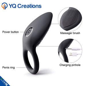 Anillo vibrador retardante de tiempo para el pene, masajeador con cepillo de silicona, silencioso, con carga USB, con 10 velocidades - Product Image 2