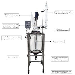 Reactor de Vidrio de Alta Calidad Topacelab de 20L, Reactores de 10L/30L/50L/100L Usados, Biorreactor/Plantas Piloto, Reactor Químico de Alta Calidad - Product Image 6