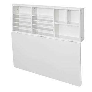 Blanco mesa plegable de madera montado en <span class=keywords><strong>la</strong></span> pared caído mesa de escritorio con rack de almacenamiento de L90xW60cm - Product Image 3