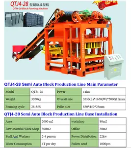 QTJ4-28フライアッシュブロック製造機半自動コンクリート中空ブロック機UZ