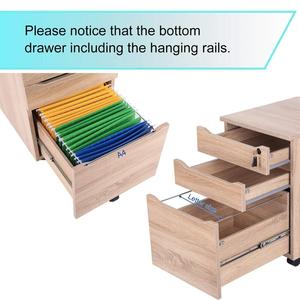 Excepto ruedas tamaño de la letra/A4 roble 3 cajón de madera gabinete de archivos móvil - Product Image 3