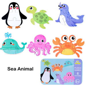 <span class=keywords><strong>Puzzle</strong></span> in <span class=keywords><strong>Legno</strong></span> per Bambini con <span class=keywords><strong>Animali</strong></span> Cartoon in Scatola di Latta - Product Image 2