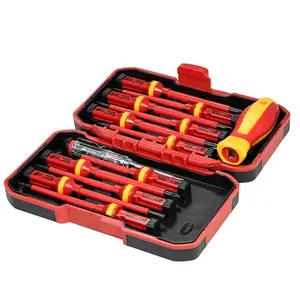 Set Obeng Penahan Panas 1000V Isi 13 Buah, Set Obeng dengan Insulasi Yang Dapat Diganti + Peralatan Magnetik Philips Pozidriv Torx Bits Torx, Set Peralatan Tukang Listrik