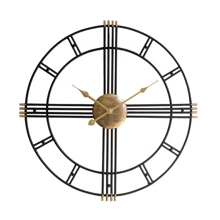 アマゾンホットセールアンティークメタルアイアンシンプルクラフトリビングルームハンガー装飾壁時計