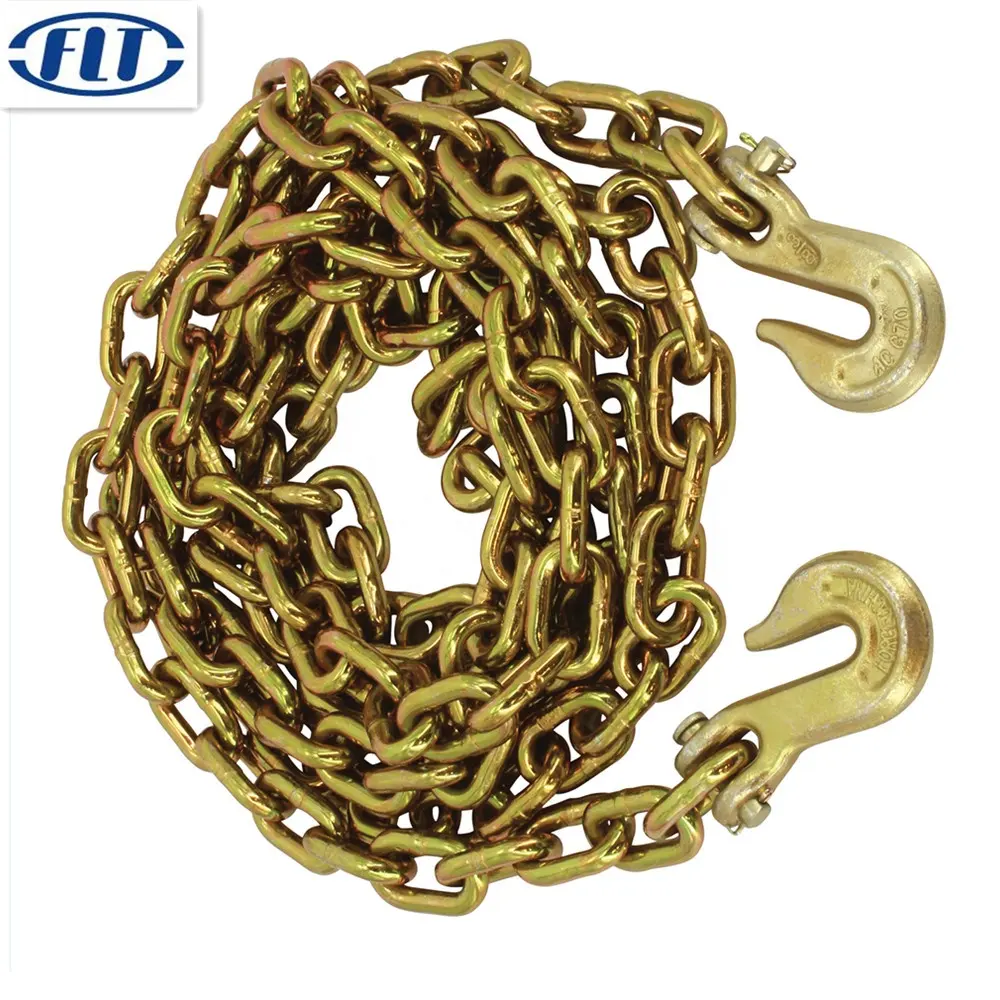 3/8 дюйма 5/16 дюйма X 20 дюймов класс 70 G70 стандартная транспортная цепь из звеньев США, скрепляющая цепь с крючком для захвата скобы