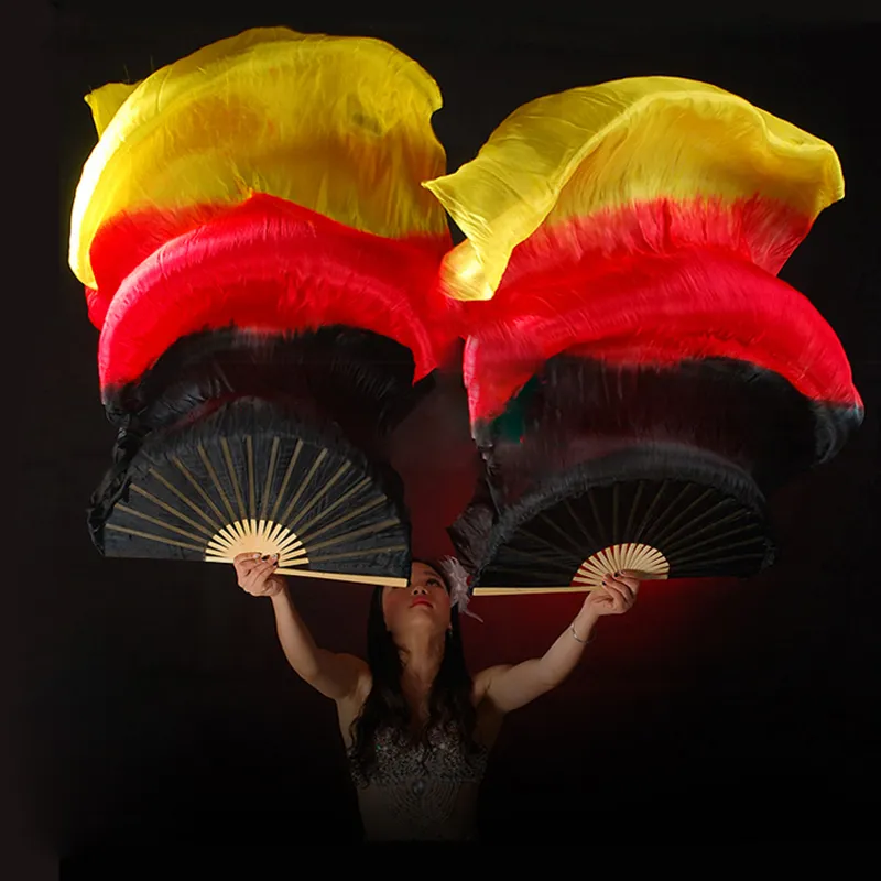 Top Stage Performance Property Dance Fans 100% Silk Veils Colored 180センチメートルWomen Belly Dance Fan Veils