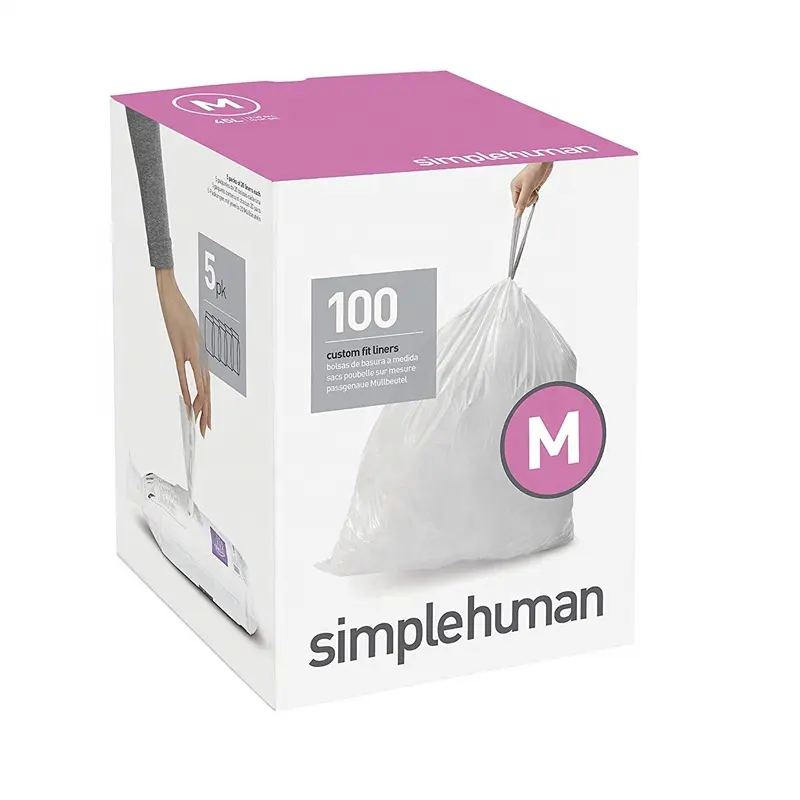 맞춤 Simplehuman 코드 M 맞춤형 라이너, 높이 주방 Drawstring 휴지통, 45 리터/12 갤런, 100 카운트 박스