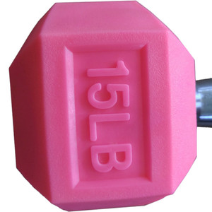 Haltères hexagonaux en caoutchouc rose sans odeur, nouveau design - Product Image 2
