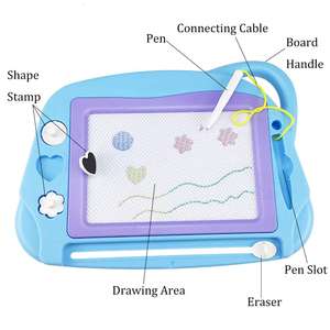 Магнитная доска для рисования, мини-блокнот для путешествий, стираемая игрушка для письма с 3 штампами, красочный образовательный обучающий блокнот - Product Image 3