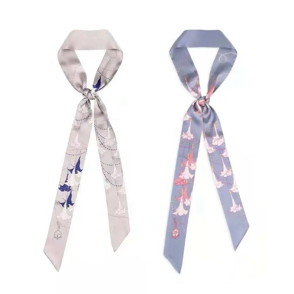 Mini White Silk Scarf Tie Handle Bag Scarf Ribbon Lady Scarf