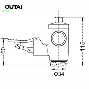 Cromo pulido plateado tiempo retardo cierre latón pedal válvula de descarga para baño público - Product Image 2