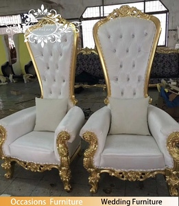 Braut und Bräutigam Einzigen Stuhl Sofa Goldenen Rahmen Weiß PU mit Diamant - Product Image 2