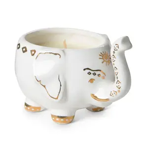 White Elephant Shape Empty Candle Container Cute Animal Candle Holder