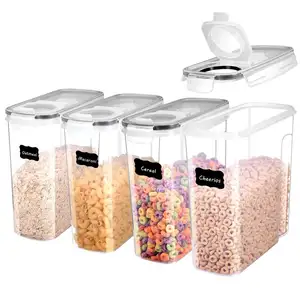 Bpa free kitchen 4l cereal flour dry food cereal storage container set, cereal jar, plastic container storage box
