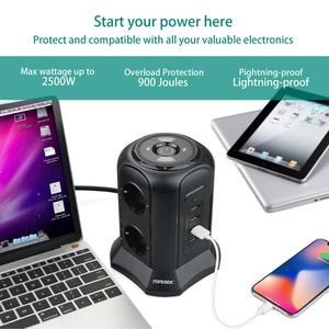 Multiprise TOPEREK avec chargeur sans fil, multiprise intelligente avec 4 USB et 6 prises, protection contre les surtensions - Product Image 5