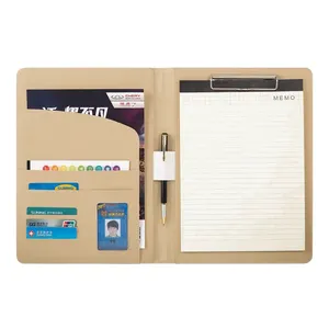 Custom logo b4 PU leather file folder business folder office usage notepad stationery refillable document Sticky notes