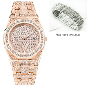 महिला घड़ियाँ पूर्ण हीरे का कंगन घड़ी एनालॉग क्वार्ट्ज आंदोलन कलाई घड़ी Relogio Feminino फैशन क्रिस्टल स्टेनलेस स्टील