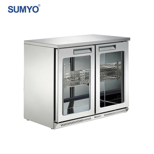 200L commercial verre double porte sous comptoir réfrigérateur <span class=keywords><strong>de</strong></span> barre arrière à vendre - Product Image 1