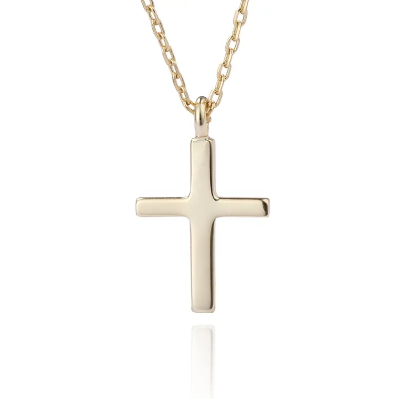 Collar con colgante de cruz de plata de ley 925, joyería religiosa minimalista A1022