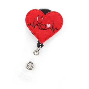 Medico Stetoscopio Cuore Rosa Retrattile ID Nome Infermiera Porta Badge Reel RN Cordino Per Infermiere