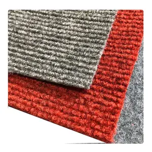 red/gray outdoor ribbed fireproof carpet roll polyester fiber