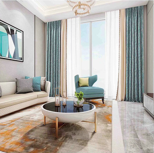 <span class=keywords><strong>Tende</strong></span> Oscuranti Moderne in Stile Jacquard Europeo su Misura <span class=keywords><strong>per</strong></span> il Soggiorno con Mantovane - Product Image 2