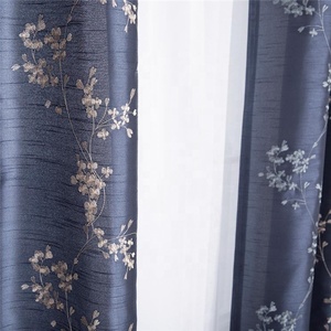 En gros haute qualité bleu <span class=keywords><strong>ardoise</strong></span> fleur brodé rideau en soie de soie - Product Image 5