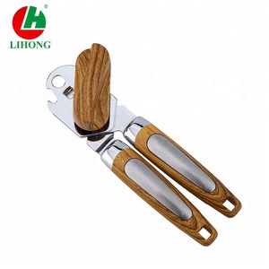 Mejor Venta de utensilios de cocina de hierro Manual abrelatas con grano de madera de mango - Product Image 1
