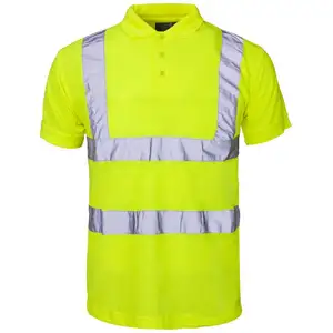 ที่มีคุณภาพสูง100% โพลีเอสเตอร์แขนสั้น Hi Vis ทำงานเสื้อสะท้อนแสงฤดูร้อนความปลอดภัยเสื้อโปโล