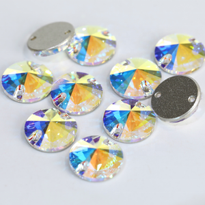 Top qualité or bas gros Triangle verre coudre sur strass dos plat couture sur strass pour strass épingle à cheveux - Product Image 3