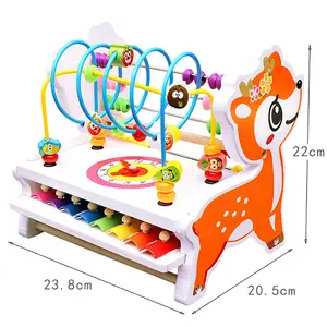 Wholesale baby toy wood toy Novelty kids educational handmade wooden mini wire round bead toy