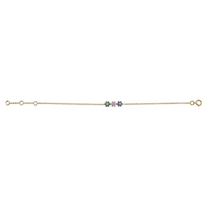 Daily Wear Sweet 925 Sterling Silver Gold Lucky <strong>Rainbow</strong> Flower Charm <strong>Bracelet</strong> for Women - Product Image 3