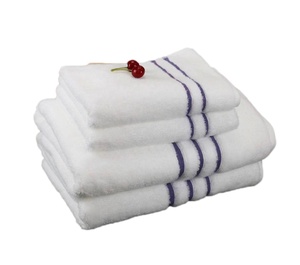 Vente chaude super doux moelleux confortable ensembles de serviettes de <span class=keywords><strong>bain</strong></span> <span class=keywords><strong>serviette</strong></span> à rayures blanches - Product Image 1
