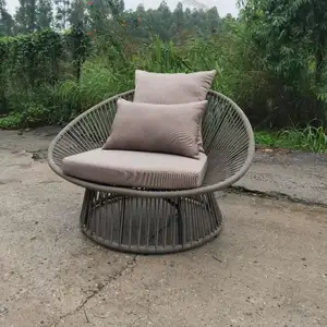 High Quality Outdoor round sofa Furniture rattan wicker single sofa with cushion pad