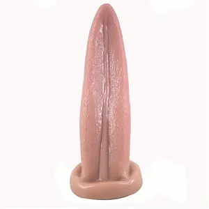 FAAK 20厘米弯曲的舌头假阳具性感橡胶阴茎与强力吸盘玩具性玩具成人舌头假阳具