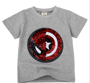 T-<span class=keywords><strong>shirt</strong></span> à manches courtes en pur coton pour enfants, nouveau, effet brodé à paillettes, nouvelle collection été - Product Image 2