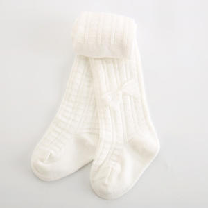 Top Qualité Stock Prêt à Expédier Doux Coton Peigné Longs Bas Chaussettes Double <span class=keywords><strong>Aiguilles</strong></span> Arc Fille Bébé Enfants Collants - Product Image 4