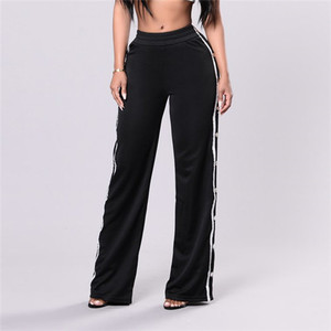 Nuovi <span class=keywords><strong>pantaloni</strong></span> <span class=keywords><strong>neri</strong></span> personalizzati <span class=keywords><strong>pantaloni</strong></span> a gamba larga da <span class=keywords><strong>donna</strong></span> per tutta la stagione - Product Image 1