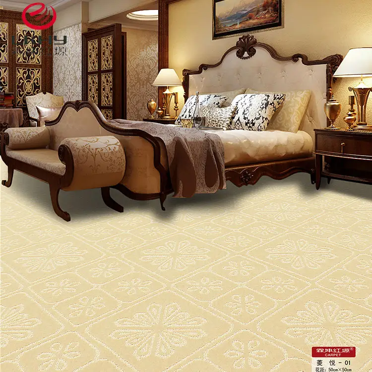 Karpet dan Karpet Wol Kantor Modern Bunga Persegi, Karpet Komersial Ruang Tamu Dinding Ke Dinding