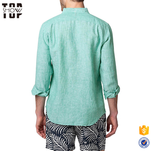 Top show indumento OEM puro <span class=keywords><strong>lino</strong></span> bottoni <span class=keywords><strong>camicie</strong></span> per gli uomini Casual <span class=keywords><strong>Slim</strong></span> <span class=keywords><strong>Fit</strong></span> - Product Image 3