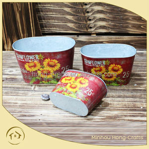 Galvanisent jardin pots de fleurs <span class=keywords><strong>en</strong></span> <span class=keywords><strong>ligne</strong></span> avec papier decal - Product Image 2