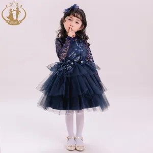 Nimble Girls Wedding Dress Children Floral Lace Princess Evening Party Ball Gown Girl Communion Baby Dress