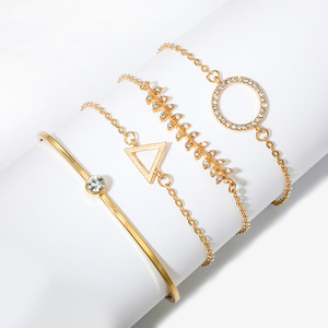 Encanto dama <span class=keywords><strong>de</strong></span> honor personalizado inicial 4 unids/set 18K <span class=keywords><strong>oro</strong></span> piedra natal hoja círculo pulsera para mujer - Product Image 4